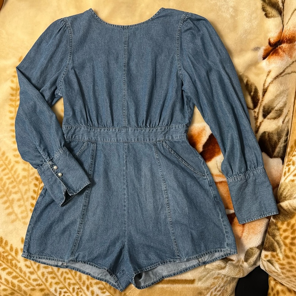 Something navy.  Size m.  Denim romper.